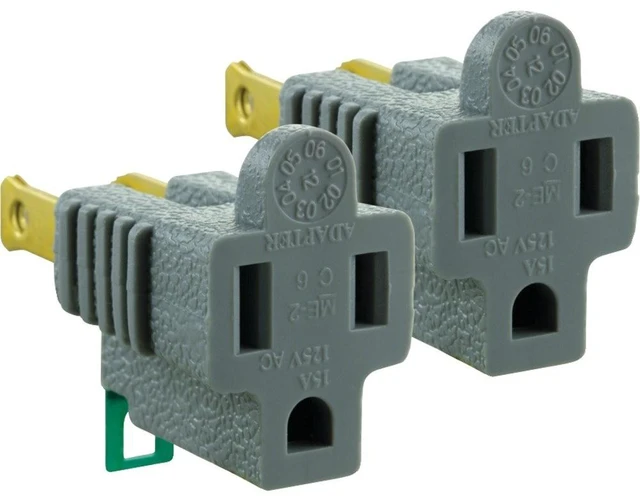 Main image of Polarized Grounding Outlet Extender, 2 Pack, Turn 2-Prong into 3 | Easy to Install, Indoor, UL Listed, Gray, 54302