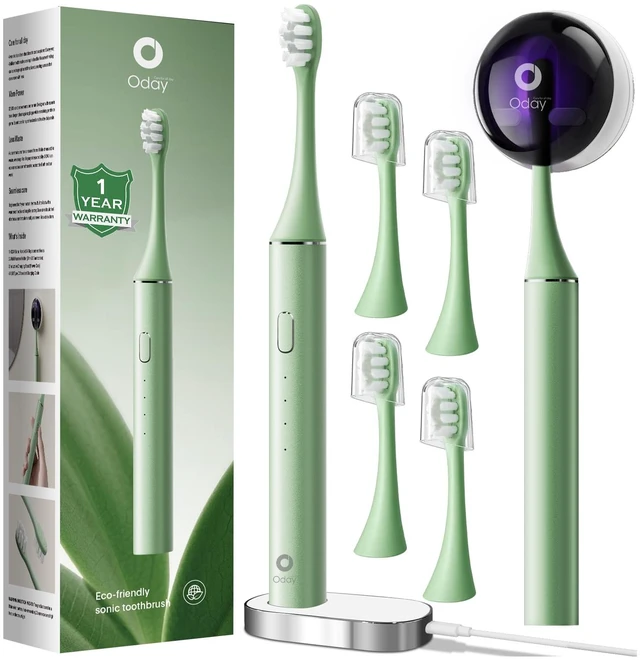 Main image of Sonic Electric Toothbrush for Adults with Wall Mounted UV Cleaner | 4 Plant-Based Heads, Smart Timer, Aluminum Design, Wireless Charging, IPX7 Waterproof, 1 Month+ Battery