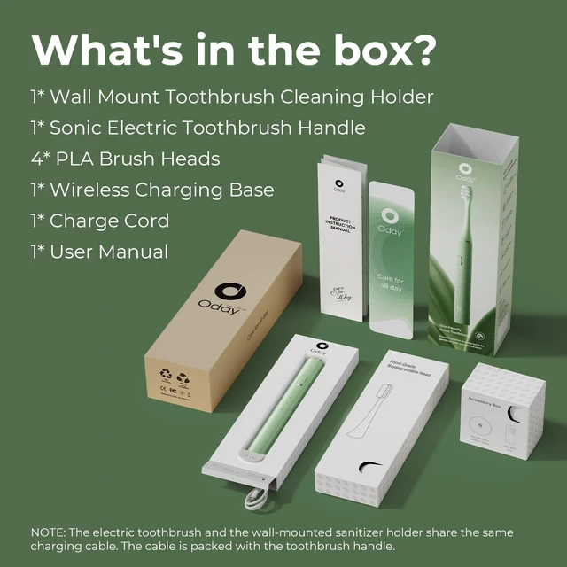 Alt view image 5 of 7 - Sonic Electric Toothbrush for Adults with Wall Mounted UV Cleaner | 4 Plant-Based Heads, Smart Timer, Aluminum Design, Wireless Charging, IPX7 Waterproof, 1 Month+ Battery