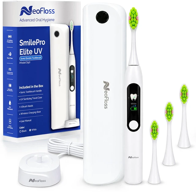 Main image of SmilePro Elite UV Sonic Electric Toothbrush, White | UV-C Sanitizing Case, 5 Cleaning Modes, 3 Intensity Levels, Wireless Charging, 2-Min Smart Timer