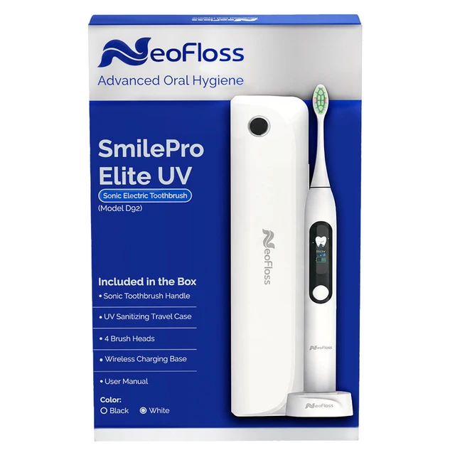 Alt view image 4 of 7 - SmilePro Elite UV Sonic Electric Toothbrush, White | UV-C Sanitizing Case, 5 Cleaning Modes, 3 Intensity Levels, Wireless Charging, 2-Min Smart Timer