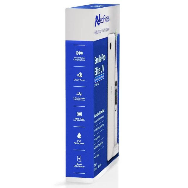 Alt view image 6 of 7 - SmilePro Elite UV Sonic Electric Toothbrush, White | UV-C Sanitizing Case, 5 Cleaning Modes, 3 Intensity Levels, Wireless Charging, 2-Min Smart Timer