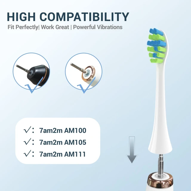 Alt view image 2 of 6 - Replacement Heads for 7AM2M AM100/AM105/AM111 Electric Toothbrush, White | 10 Pack Electric Tooth Brush Refill Aldult, Medium Bristles