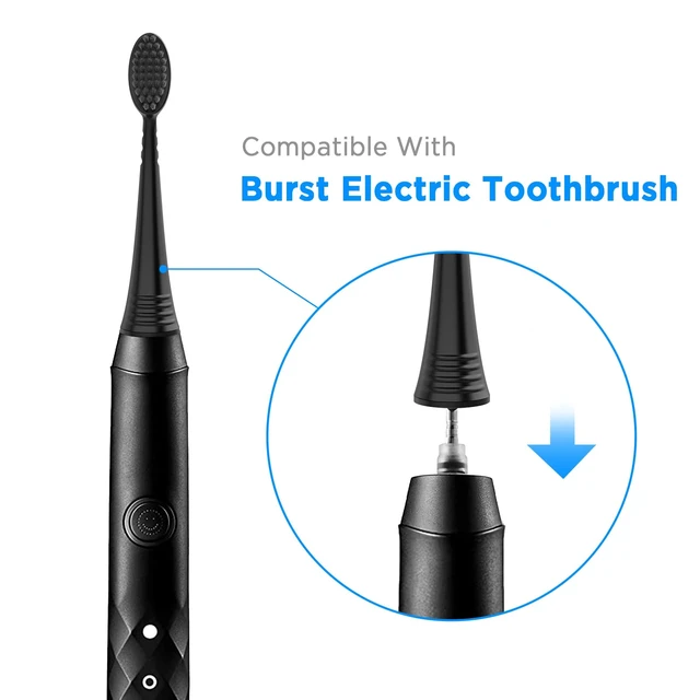 Alt view image 2 of 7 - Replacement Toothbrush Heads with Covers for Burst (5 Count, Black) | Replacement Heads for Burst Sonic Electric Toothbrush , Ultra Soft Bristles for a Deep Clean, Stain & Plaque Removal