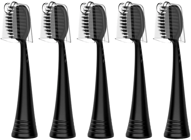 Main image of Replacement Toothbrush Heads with Covers for Burst (5 Count, Black) | Replacement Heads for Burst Sonic Electric Toothbrush , Ultra Soft Bristles for a Deep Clean, Stain & Plaque Removal