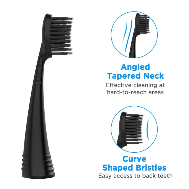 Alt view image 3 of 7 - Replacement Toothbrush Heads with Covers for Burst (5 Count, Black) | Replacement Heads for Burst Sonic Electric Toothbrush , Ultra Soft Bristles for a Deep Clean, Stain & Plaque Removal