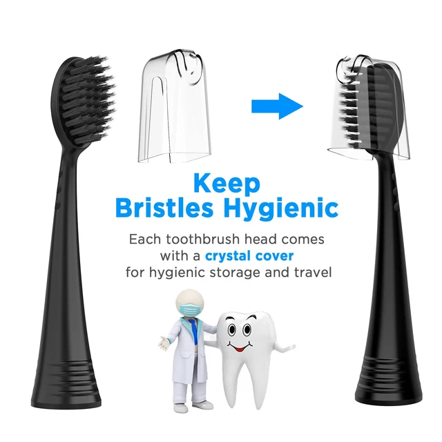 Alt view image 5 of 7 - Replacement Toothbrush Heads with Covers for Burst (5 Count, Black) | Replacement Heads for Burst Sonic Electric Toothbrush , Ultra Soft Bristles for a Deep Clean, Stain & Plaque Removal