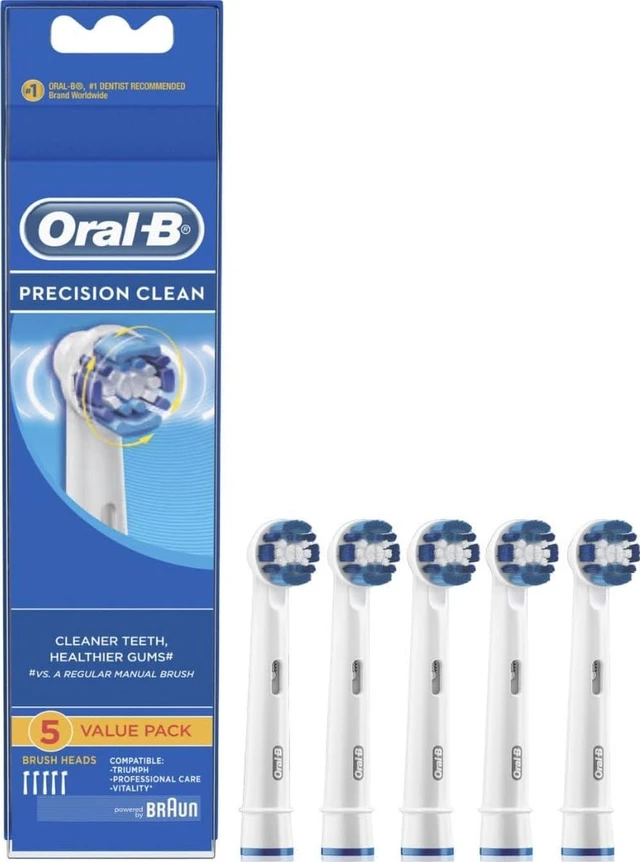 Main image of Precision Clean Electric Toothbrush Heads Pack of 5 Suitable for All Rotary Brushes