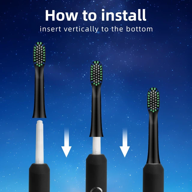 Alt view image 6 of 7 - 10PCS Toothbrush Replacement Heads Compatible with Rtauys M5(Black)