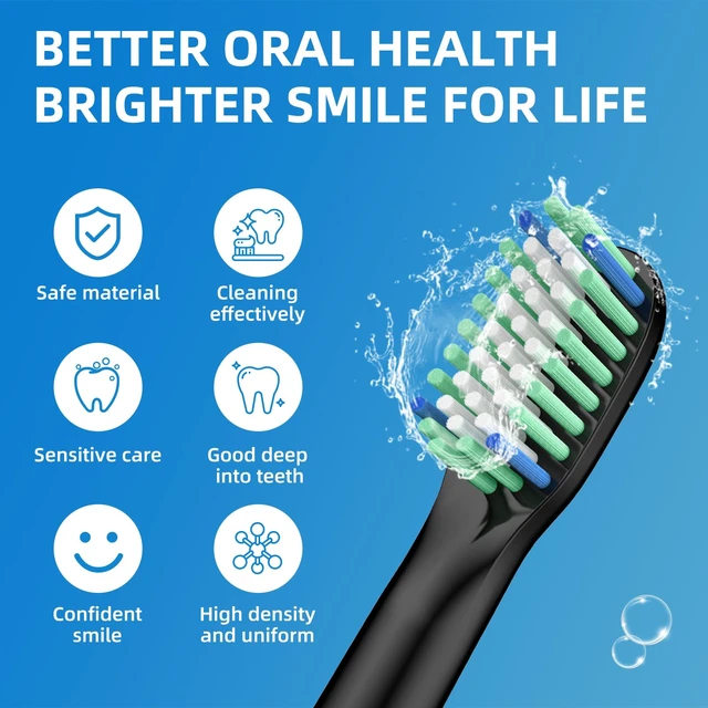 Alt view image 7 of 7 - 10PCS Toothbrush Replacement Heads Compatible with Rtauys M5(Black)