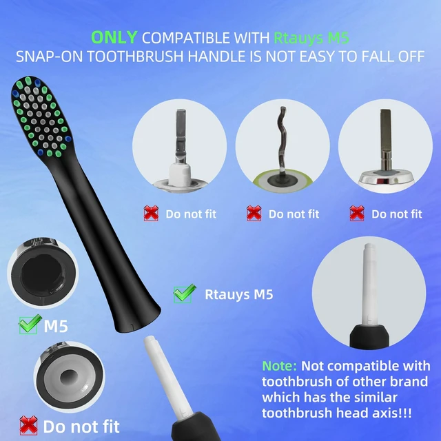 Alt view image 3 of 7 - 10PCS Toothbrush Replacement Heads Compatible with Rtauys M5(Black)