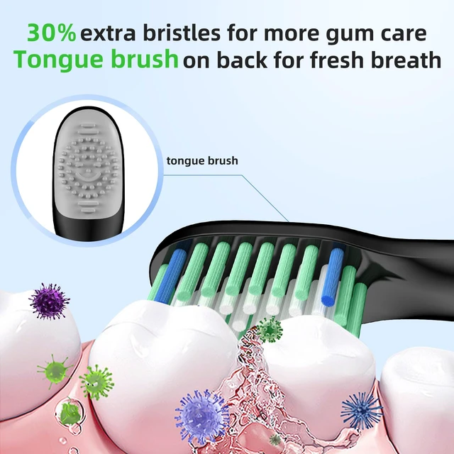 Alt view image 5 of 7 - 10PCS Toothbrush Replacement Heads Compatible with Rtauys M5(Black)