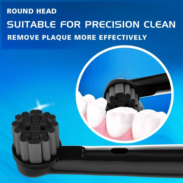Alt view image 3 of 6 - Replacement Brush Heads for Oral B Electric Toothbrush,Black,8Pcs | Bamboo-Charcoal Infused Bristles, for Daily Clean, Refill for Vitality, for Triumph Professional Care, for Pro Series