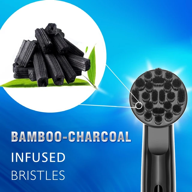 Alt view image 2 of 6 - Replacement Brush Heads for Oral B Electric Toothbrush,Black,8Pcs | Bamboo-Charcoal Infused Bristles, for Daily Clean, Refill for Vitality, for Triumph Professional Care, for Pro Series