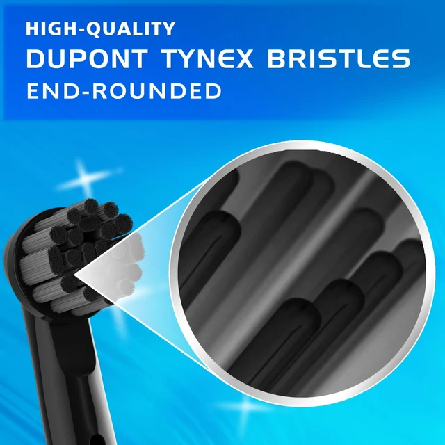 Alt view image 5 of 6 - Replacement Brush Heads for Oral B Electric Toothbrush,Black,8Pcs | Bamboo-Charcoal Infused Bristles, for Daily Clean, Refill for Vitality, for Triumph Professional Care, for Pro Series