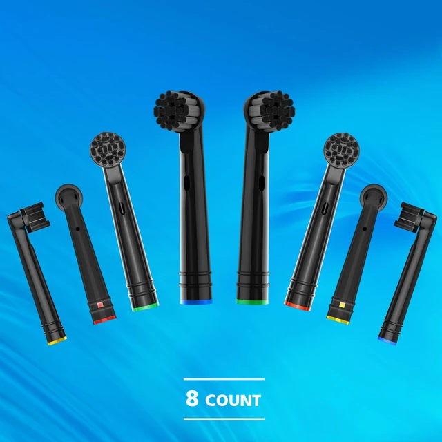 Alt view image 6 of 6 - Replacement Brush Heads for Oral B Electric Toothbrush,Black,8Pcs | Bamboo-Charcoal Infused Bristles, for Daily Clean, Refill for Vitality, for Triumph Professional Care, for Pro Series