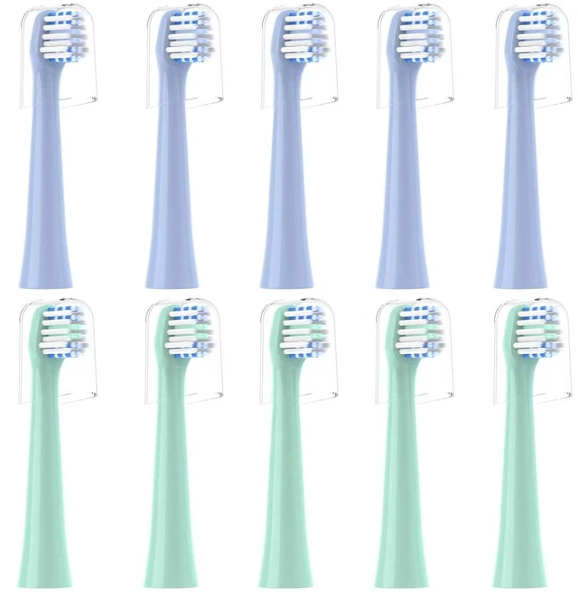Main image of Replacement Toothbrush Heads 10 Pack for Colgate Hum 5 Blue+5 Green | Connected Smart Battery Electric Toothbrush Head