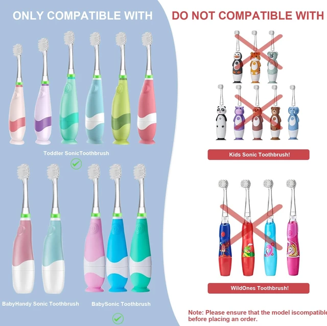 Alt view image 4 of 4 - Baby Toothbrush Heads Compatible with Papablic BabyHandy/Toddler Sonic Electric Toothbrushes, Compatible with Brush-Baby BabySonic/Seago SG902/SG602, 5 Pack (3 Years+)