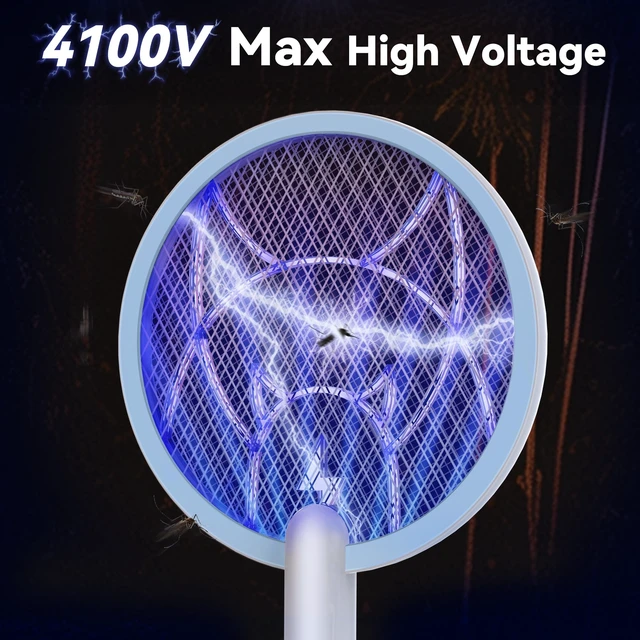 Alt view image 2 of 7 - Electric Fly Swatter 4100V Dual Mode Bug Zapper RacketBlue,1-Pack