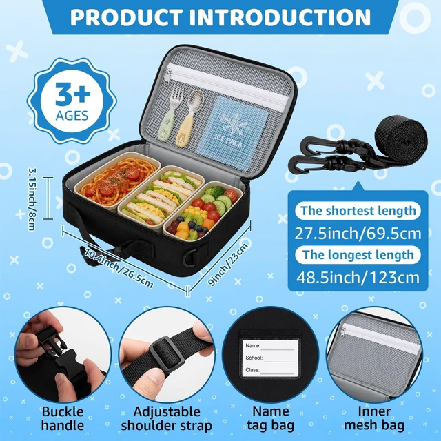 Alt view image 2 of 7 - Game Console Insulated Lunch Bag lonchera for Teen Boys Girls Kids, Reusable Large Capacity Gamer Lunch Box with name tag, Adjustable Strap for School Office Picnic, Portable Waterproof Leakproof