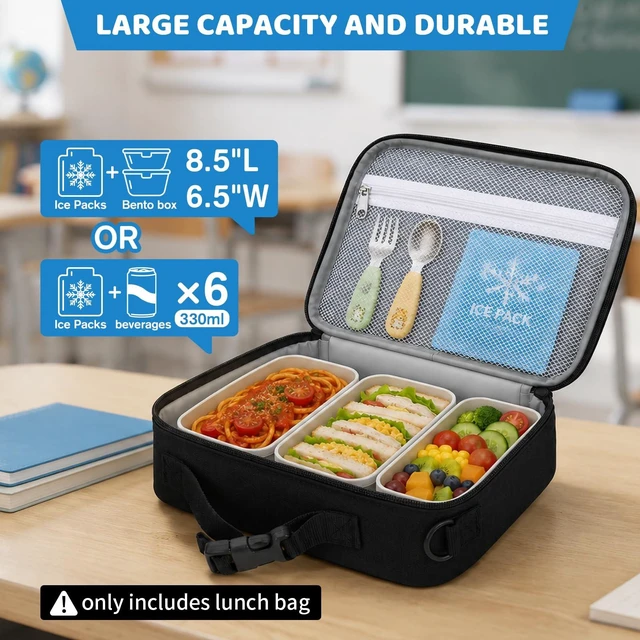 Alt view image 4 of 6 - Game Console Insulated Lunch Bag lonchera for Teen Boys Girls Kids, Reusable Large Capacity Gamer Lunch Box with name tag, Adjustable Strap for School Office Picnic, Portable Waterproof Leakproof