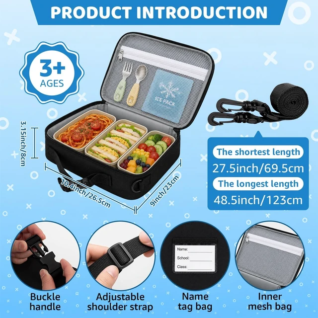 Alt view image 2 of 6 - Game Console Insulated Lunch Bag lonchera for Teen Boys Girls Kids, Reusable Large Capacity Gamer Lunch Box with name tag, Adjustable Strap for School Office Picnic, Portable Waterproof Leakproof