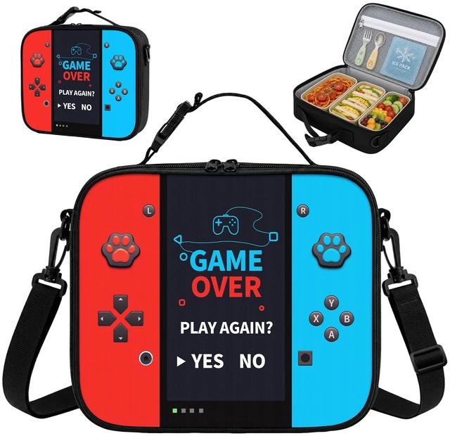Main image of Game Console Insulated Lunch Bag lonchera for Teen Boys Girls Kids, Reusable Large Capacity Gamer Lunch Box with name tag, Adjustable Strap for School Office Picnic, Portable Waterproof Leakproof