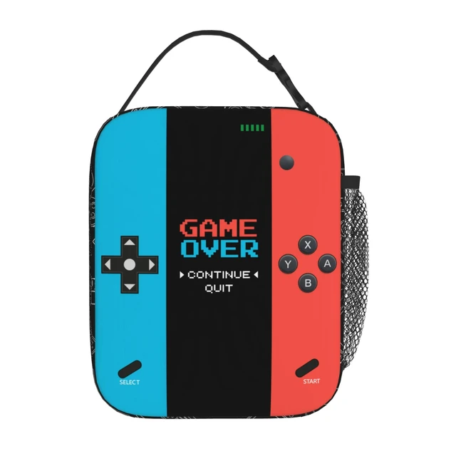 Alt view image 3 of 7 - Game Insulated Lunch Box,Game Console Kids Lunch Bag For Boys Girls,Reusable Portable Kids Boys Gamer School Lunch Box With Detachable Handle (Game Neon Red & Blue)
