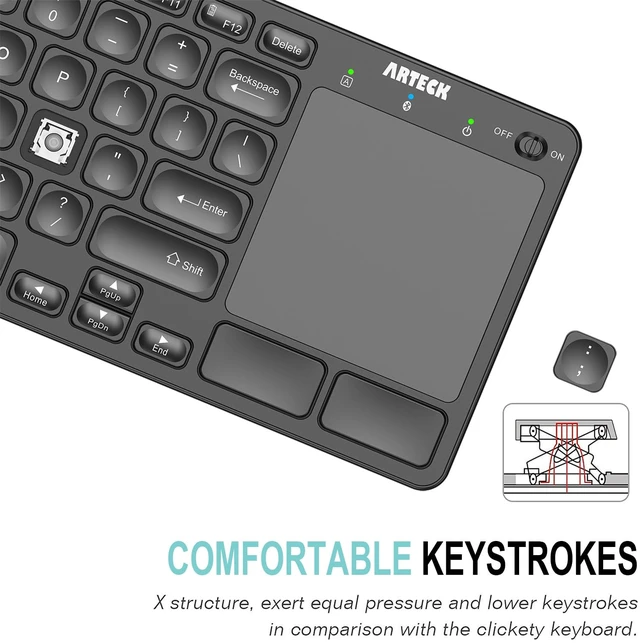 Alt view image 3 of 7 - Universal Backlit 7-Colors Bluetooth Touch TV Keyboard with Easy Media Control and Build-in Touchpad for TV-Connected Computer, Smart TV, Desktop, Laptop, iPad, Surface, Tablet, HTPC