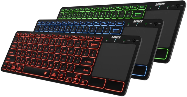 Main image of Universal Backlit 7-Colors Bluetooth Touch TV Keyboard with Easy Media Control and Build-in Touchpad for TV-Connected Computer, Smart TV, Desktop, Laptop, iPad, Surface, Tablet, HTPC