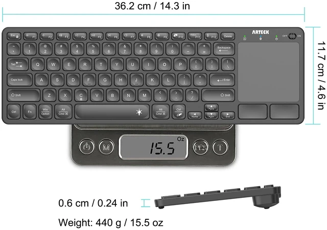 Alt view image 5 of 7 - Universal Backlit 7-Colors Bluetooth Touch TV Keyboard with Easy Media Control and Build-in Touchpad for TV-Connected Computer, Smart TV, Desktop, Laptop, iPad, Surface, Tablet, HTPC