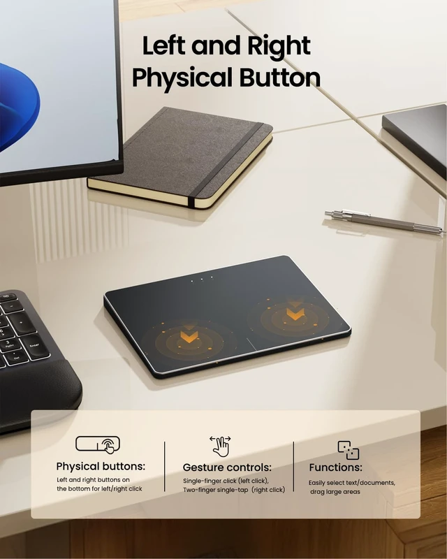 Alt view image 7 of 7 - T1 Plus Bluetooth Trackpad for Win 11/10, Black | Large 6.4" touch surface, supports 3-device switching via Bluetooth. No USB receiver needed. Rechargeable and Multi-Gesture.