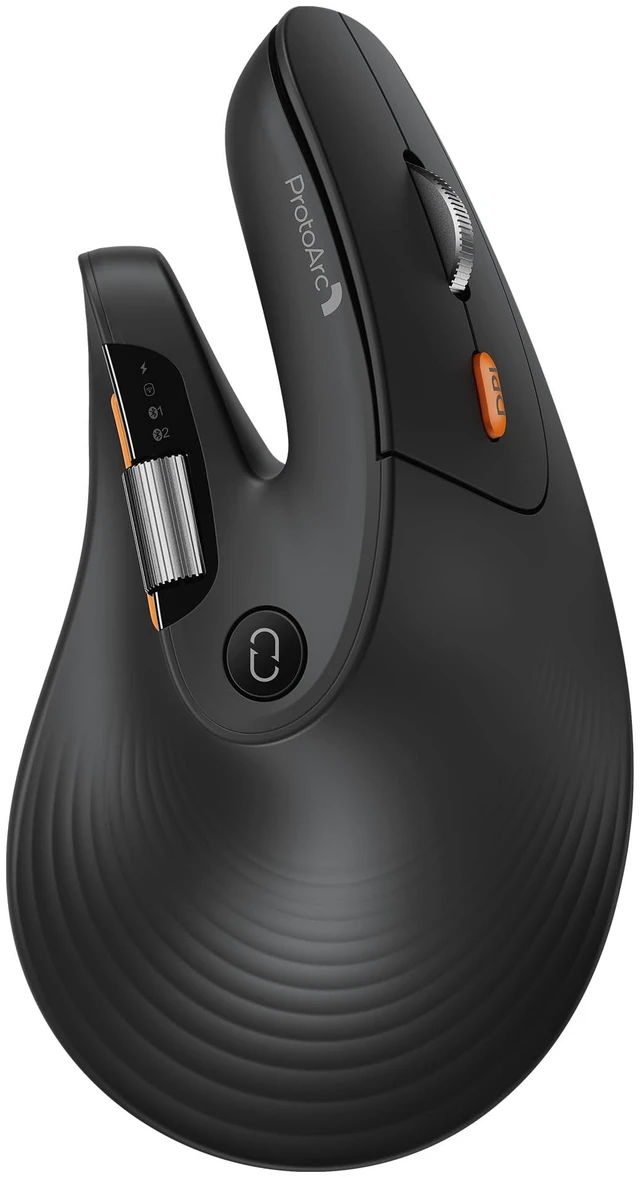Main image of EM11 Pro Ergonomic Mouse for Large Hands, Side Scroll, Black | Designed for 7.58.5" hands. Browser-based customization, Side scroll wheel for Excel/video editing, Multi-Device.