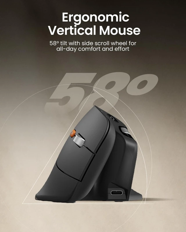 Alt view image 6 of 7 - EM11 Pro Ergonomic Mouse for Large Hands, Side Scroll, Black | Designed for 7.58.5" hands. Browser-based customization, Side scroll wheel for Excel/video editing, Multi-Device.