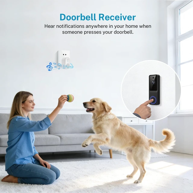 Alt view image 7 of 7 - 1080P Video Doorbell Camera Wireless with Infrared Night Vision | Smart AI Human Detection, 2.4G Wi-Fi Only, 2-Way Audio, Cloud Storage, Home Security Doorbell, Battery Powered