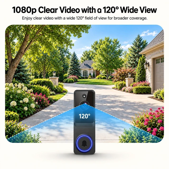 Alt view image 7 of 7 - Wireless Video Doorbell Camera,1080P FHD with Motion Detection | Two-Way Audio, Night Vision, Cloud Storage, Battery Powered, 2.4GHz Wi-Fi Only, Indoor Outdoor Surveillance