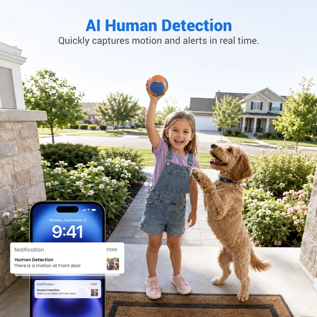 Alt view image 4 of 7 - 1080P Wireless Video Doorbell Camera with AI Human Detection, Pet Monitoring, Two-Way Audio & Live View, Night Vision, 2.4GHz WiFi, Rechargeable Battery, Cloud Storage, Indoor Doorbell Receiver