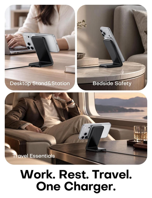 Alt view image 6 of 7 - Magnetic Wireless Charger for MagSafe Charger for iPhone 12-18, Black | Fast Charging | Magnetic iPhone Charging | for iPhone Charger Stand