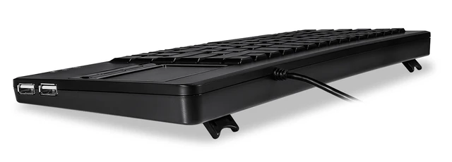 Alt view image 3 of 7 - PERIBOARD-515H Wired USB Keyboard with Touchpad, 2 Hubs, US English Layout, Black