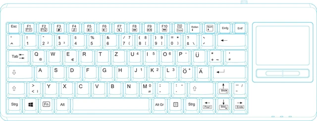 Alt view image 6 of 7 - PERIBOARD-515H Wired USB Keyboard with Touchpad, 2 Hubs, US English Layout, Black