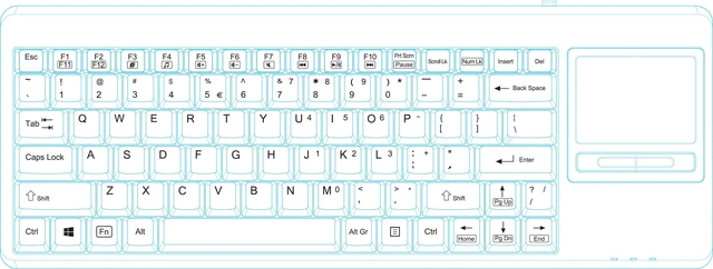 Alt view image 7 of 7 - PERIBOARD-515H Wired USB Keyboard with Touchpad, 2 Hubs, US English Layout, Black