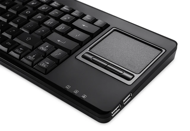 Alt view image 2 of 7 - PERIBOARD-515H Wired USB Keyboard with Touchpad, 2 Hubs, US English Layout, Black
