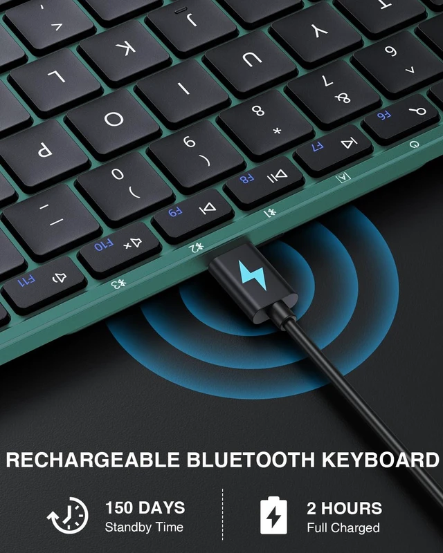 Alt view image 7 of 7 - XK01 Full-Size Foldable Bluetooth Keyboard for Travel, Green | 105 keys, number pad, 0.65in keycaps, 3-device Bluetooth 5.1 switching, USB-C charging, for laptop tablet phone
