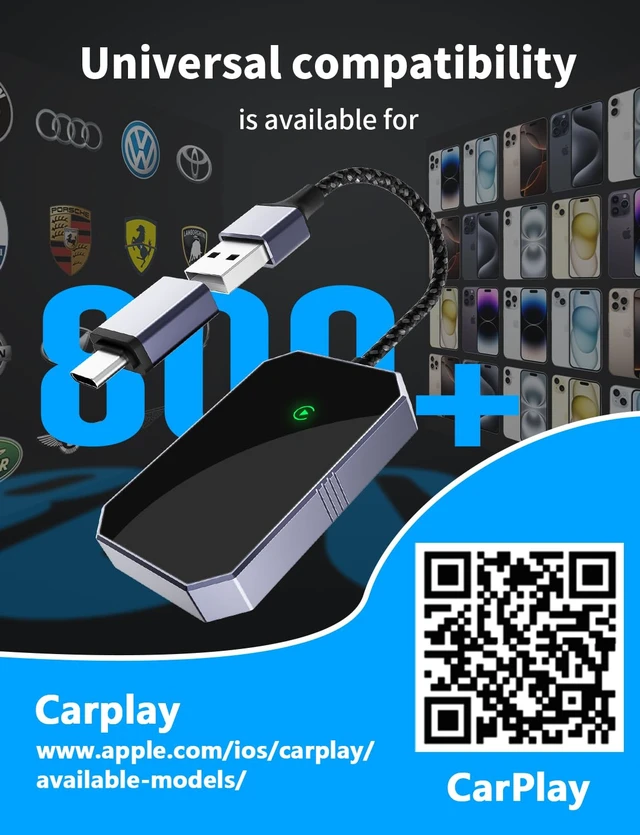 Alt view image 2 of 7 - Wireless Adapters for Carplay, Add Car Play Adapter for iPhone, Converts Wired to Wireless CarPlay, Only for Carplay Bluetooth Adapter, Car from 2015. Easy Setup, Stable Connection Daily Commute