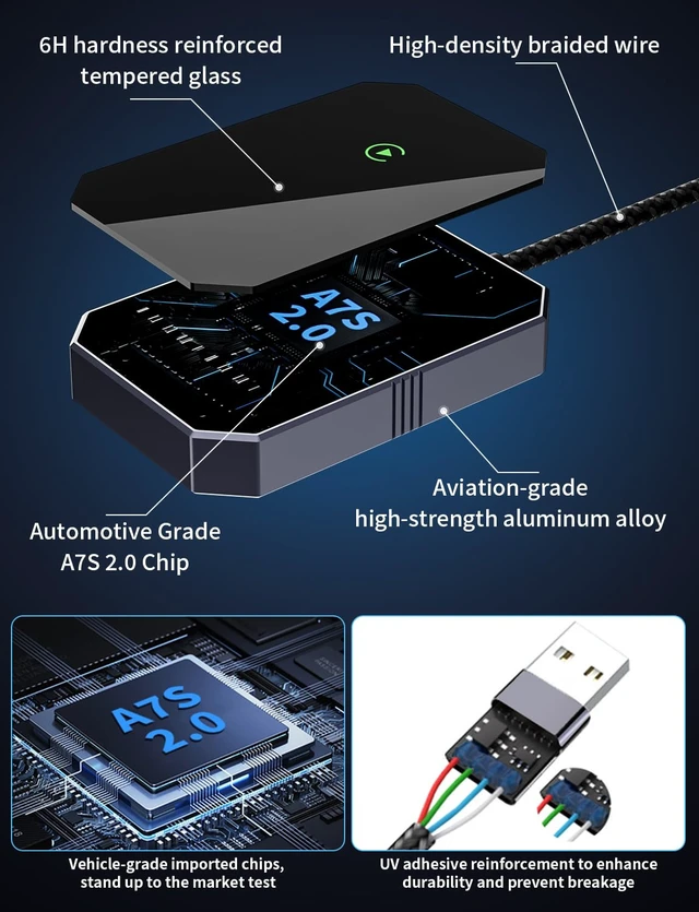 Alt view image 7 of 7 - Wireless Adapters for Carplay, Add Car Play Adapter for iPhone, Converts Wired to Wireless CarPlay, Only for Carplay Bluetooth Adapter, Car from 2015. Easy Setup, Stable Connection Daily Commute
