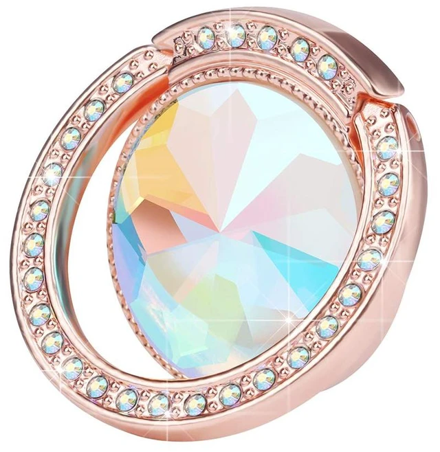 Main image of Glitter Bling Bling Phone Ring Holder,Sparkle Phone Ring Grip Artificial Diamond Stand,Rhinestone Cell Finger Ring for Phones,Pad(Rose Gold)
