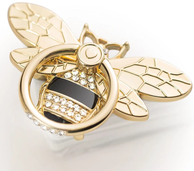 Main image of Phone Ring Holder Finger Kickstand with Crystal, Cute Phone Ring Grip Holder for iPhone or Smartphone Cases, Gold Black