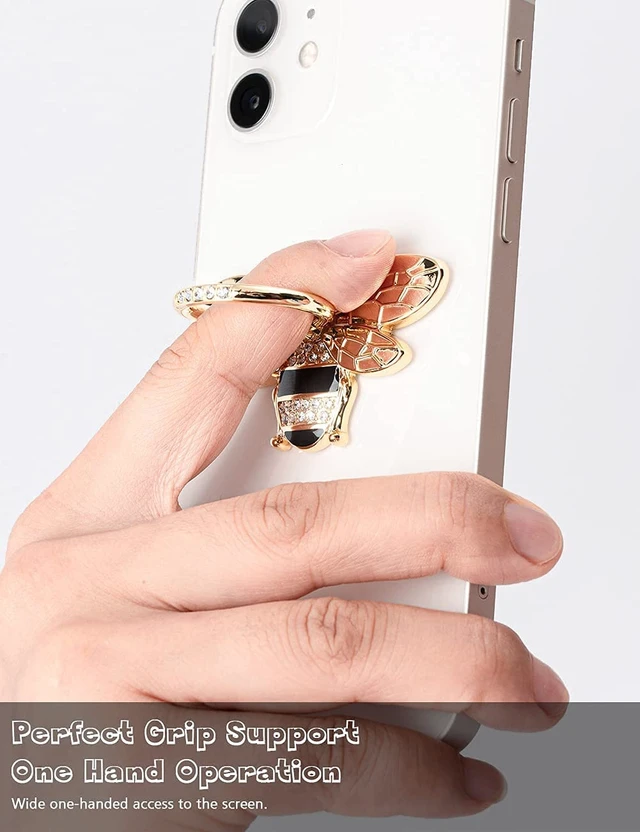 Alt view image 2 of 7 - Phone Ring Holder Finger Kickstand with Crystal, Cute Phone Ring Grip Holder for iPhone or Smartphone Cases, Gold Black
