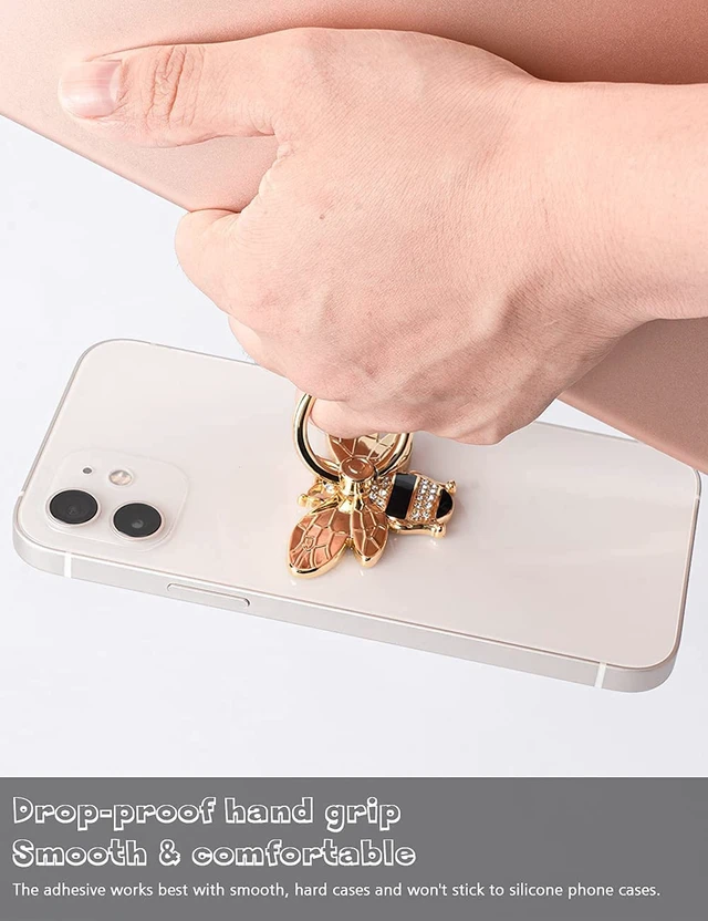 Alt view image 3 of 7 - Phone Ring Holder Finger Kickstand with Crystal, Cute Phone Ring Grip Holder for iPhone or Smartphone Cases, Gold Black