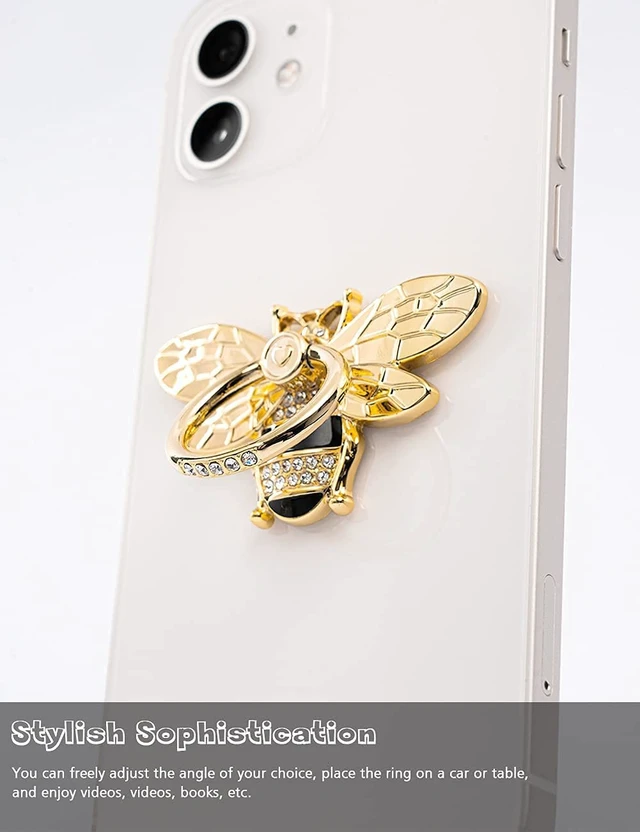 Alt view image 7 of 7 - Phone Ring Holder Finger Kickstand with Crystal, Cute Phone Ring Grip Holder for iPhone or Smartphone Cases, Gold Black